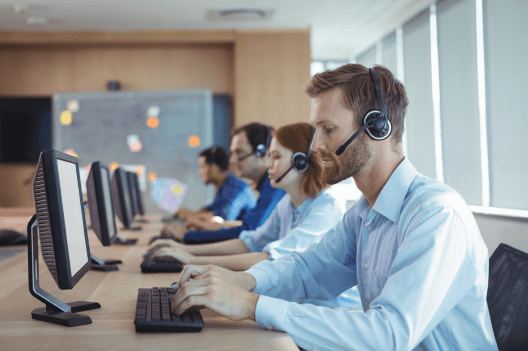 telemarketing services agents wearing headsets