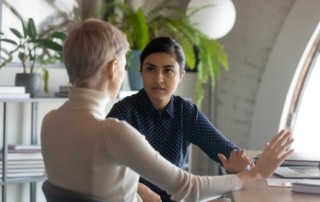 Woman engaged in customer satisfaction