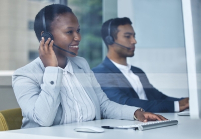 two call center agents working