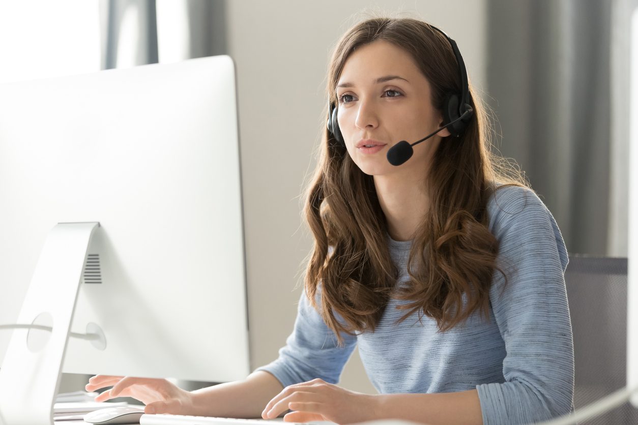 call center agent on headset