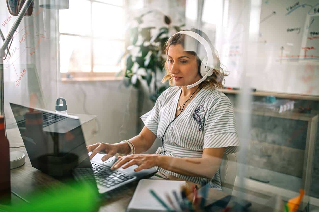 call center agent on headset