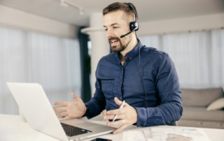 a nearshore call center agent working from home