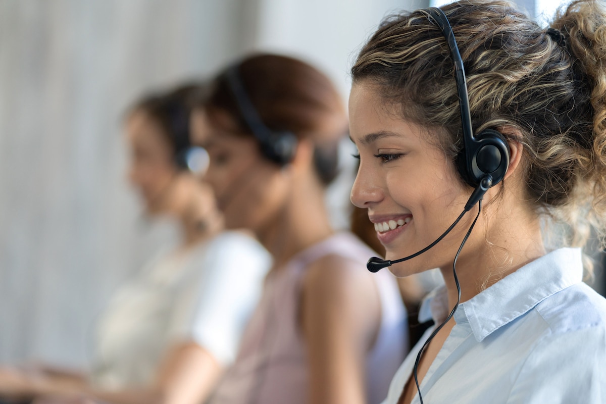 Tunisia call center agents wearing headsets