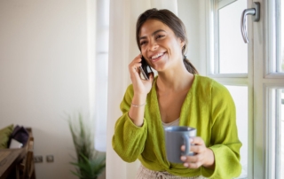 A customer calls into an inbound call center.