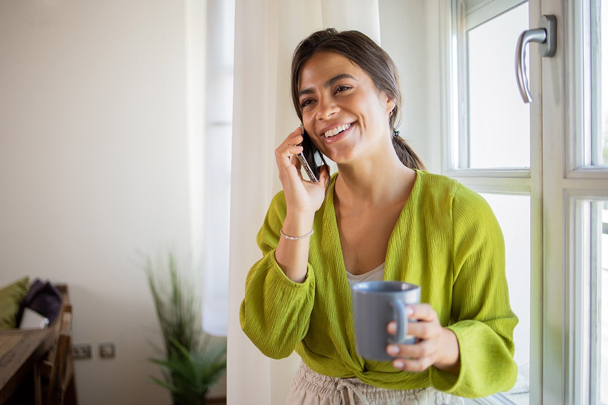 A customer calls into an inbound call center.