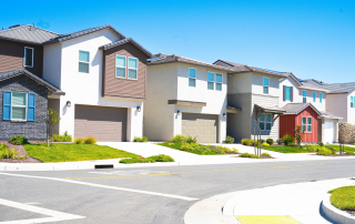 Row of single-family homes.