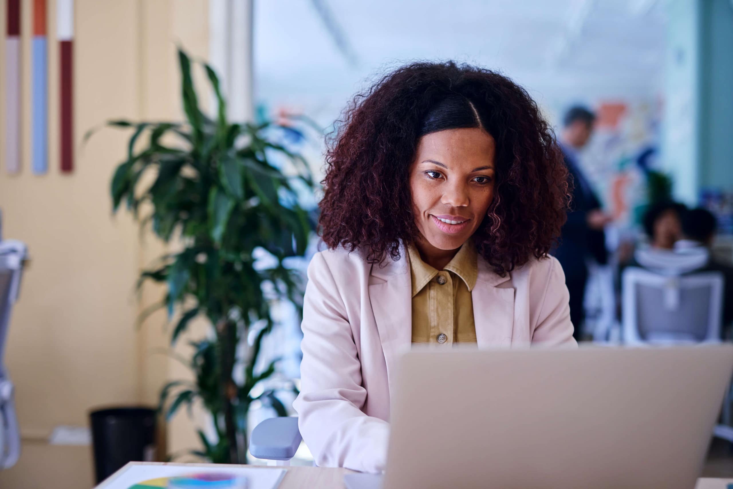 African American woman on her computer