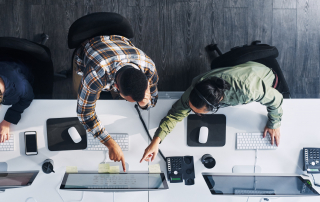 Service representatives answering phone calls and providing customer service solutions.