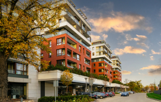 row of apartment buildings