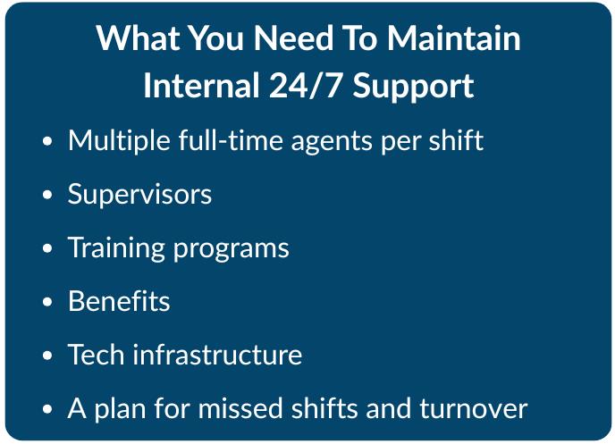 What you need to maintain internal 24/7 customer support coverage.