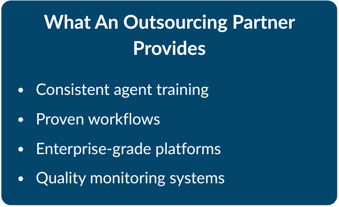 A bullet point list of what an outsourcing partner can provide to your company.